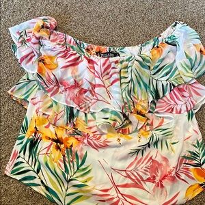 Forever 21 Pink Ruffled Off-Shoulder Blouse
